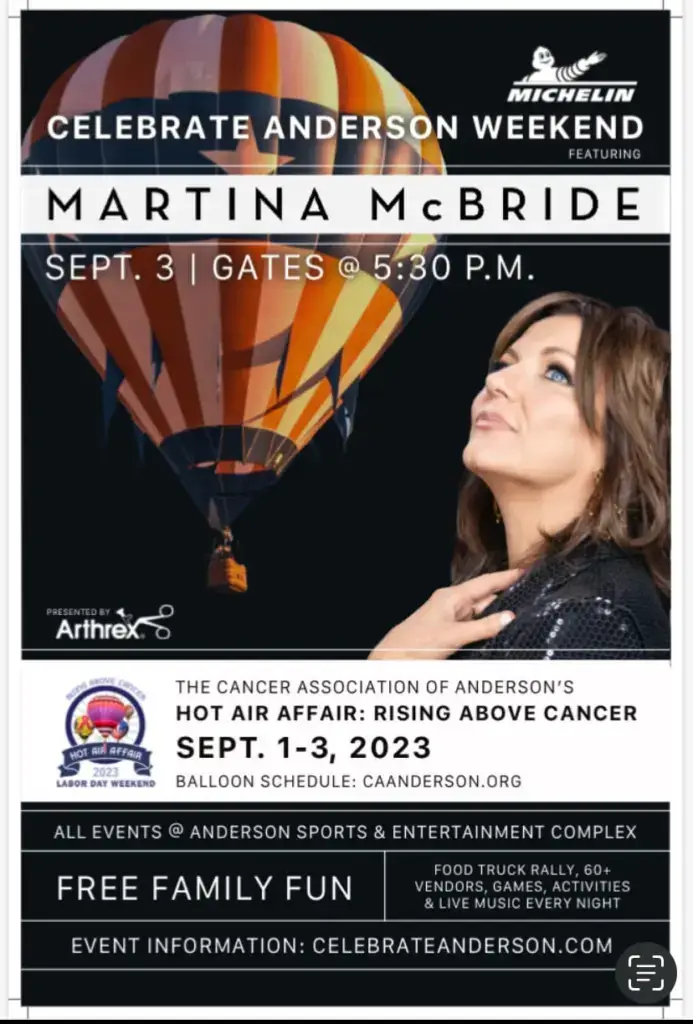 Martina McBride performs at Celebrate Anderson Weekend event Martina McBride in Anderson County